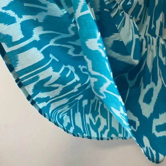 Handmade Children's 100% Cotton Blue Pattern White Elastic Waist Dress - Picture 10 of 10